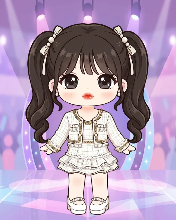 화이트 트위드 럭셔리 아이돌 룩