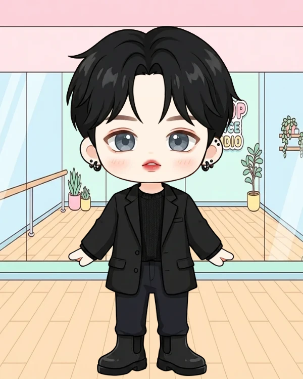 시크 올블랙 남자 아이돌 댄스 연습실 룩