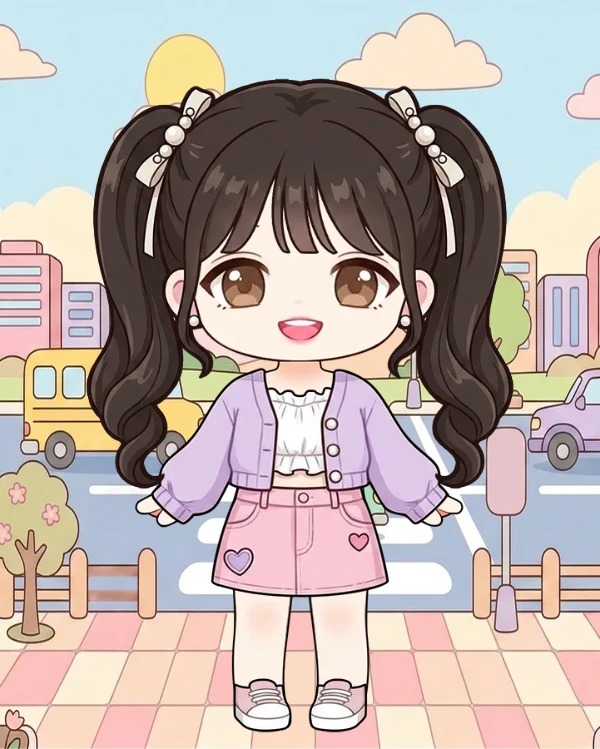 Pastel Cardigan and Twin Tails K-pop Idol Casual Look