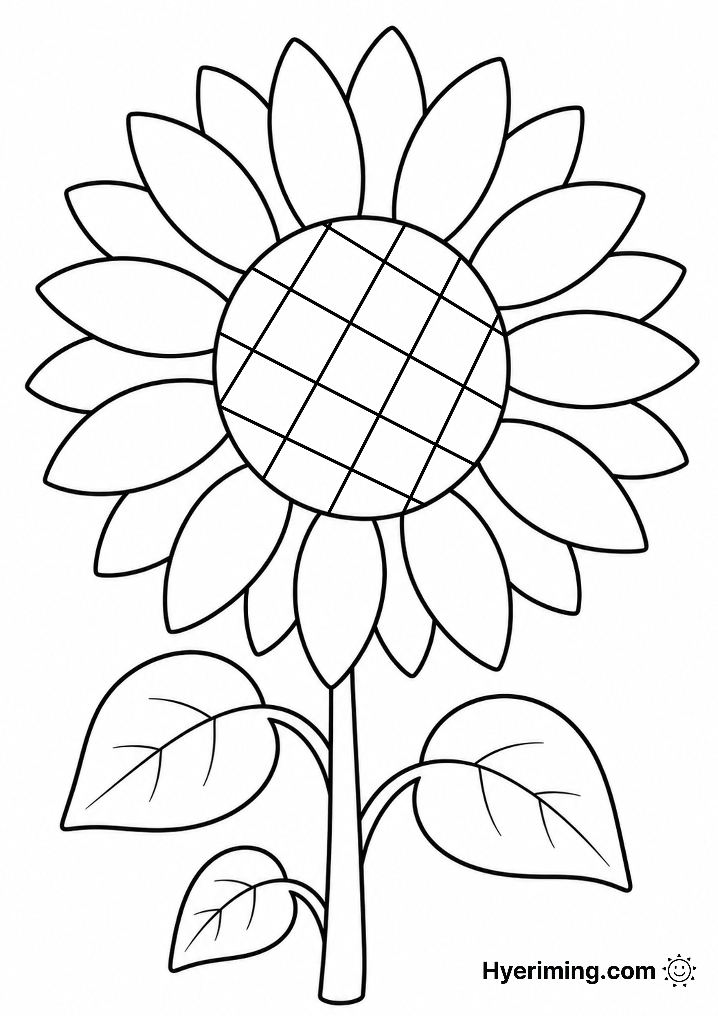 Sunflower coloring page printable for kids
