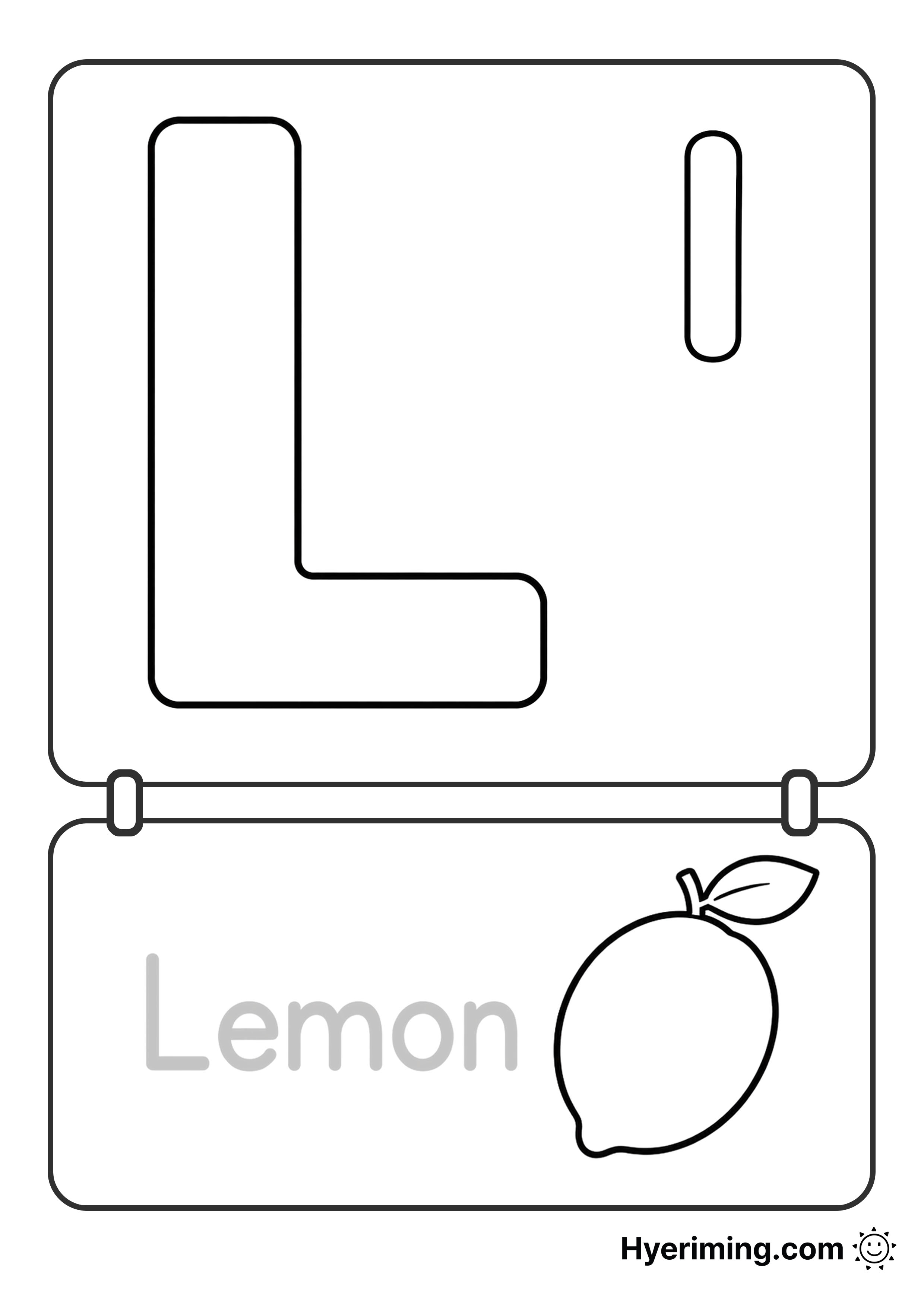 Letter L coloring page printable for kids