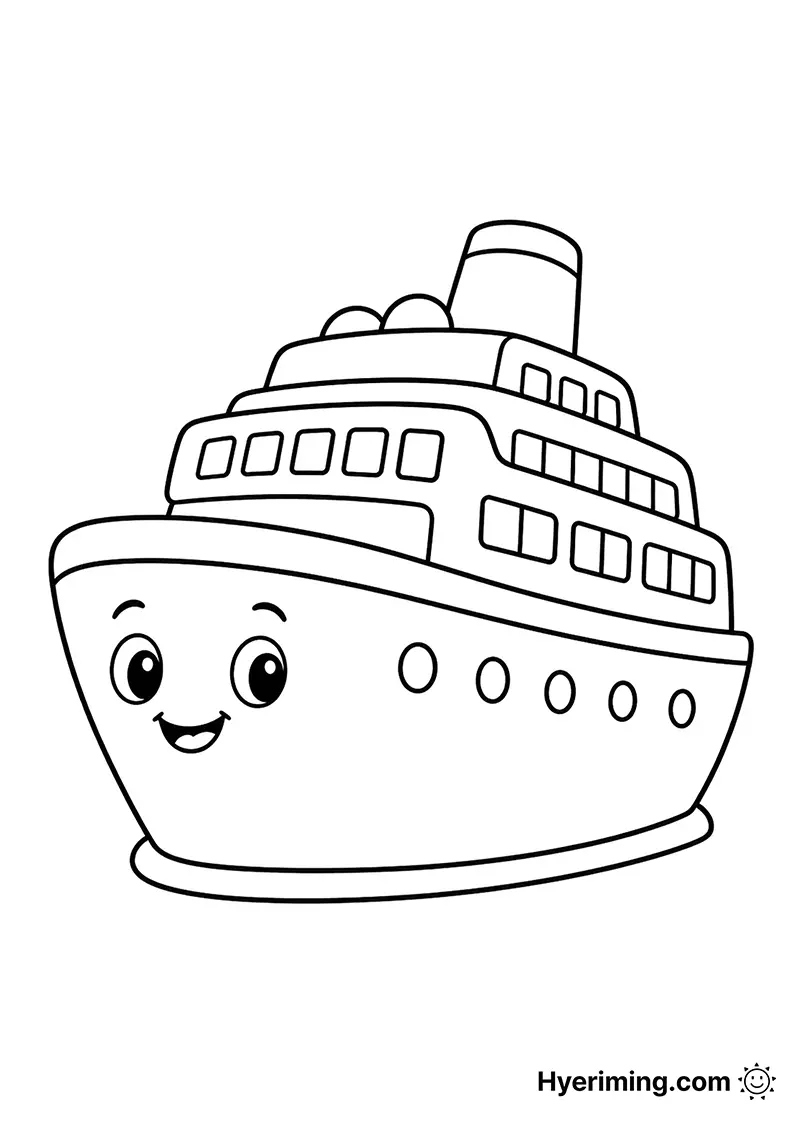 Cruise ship coloring page free printable for kids