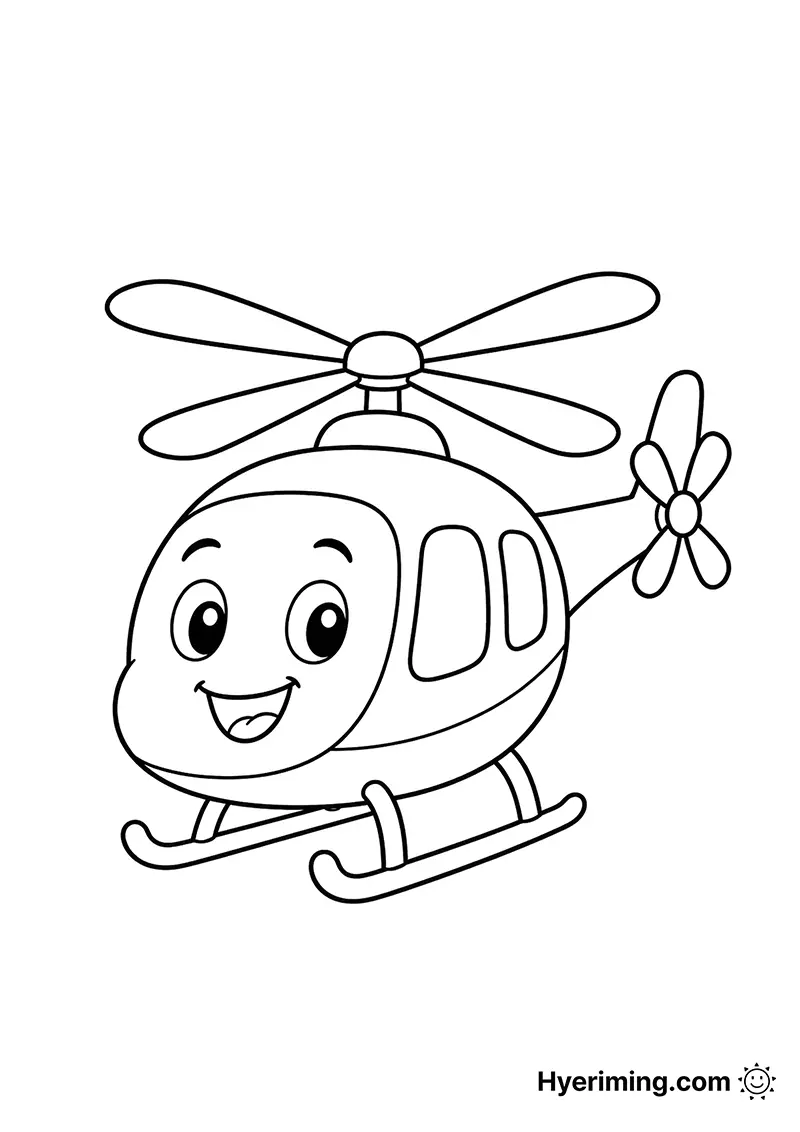 Helicopter coloring page free printable for kids