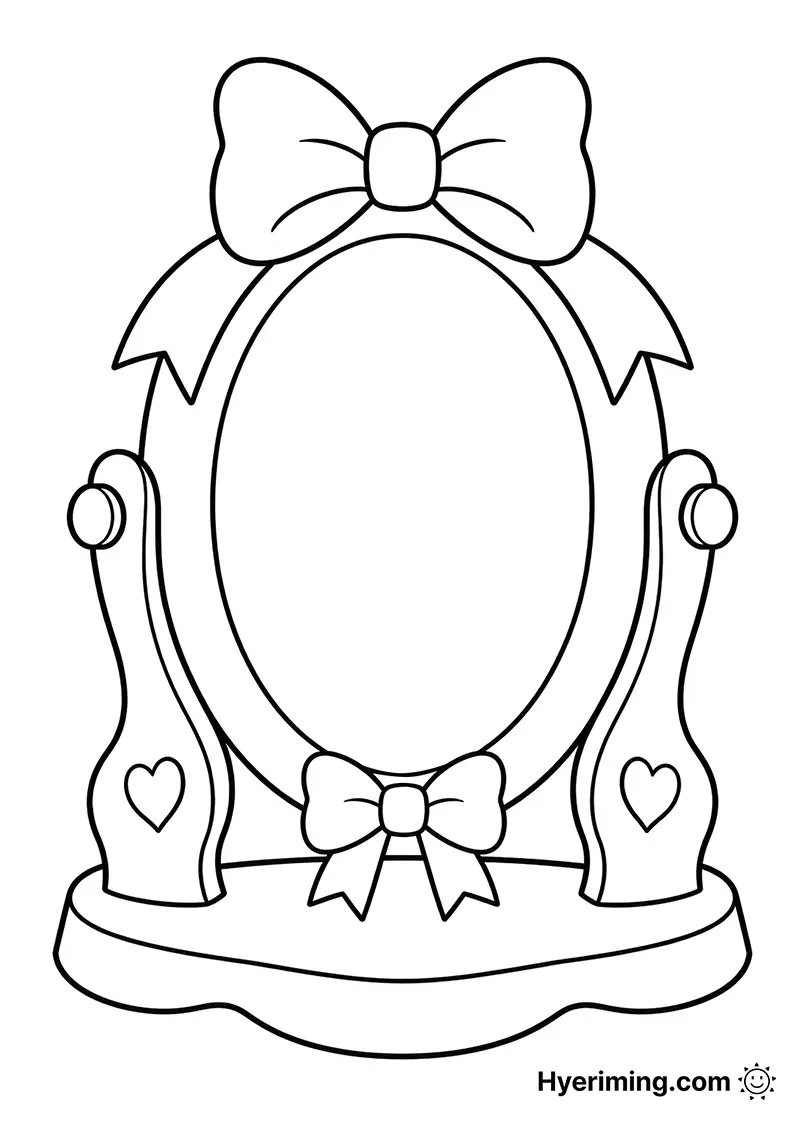 Princess vanity mirror coloring page printable for kids