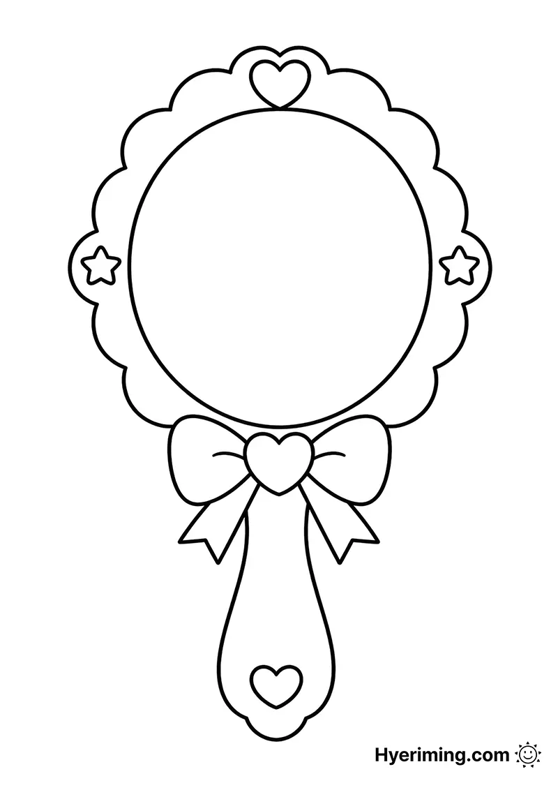 Princess hand mirror coloring page printable for kids