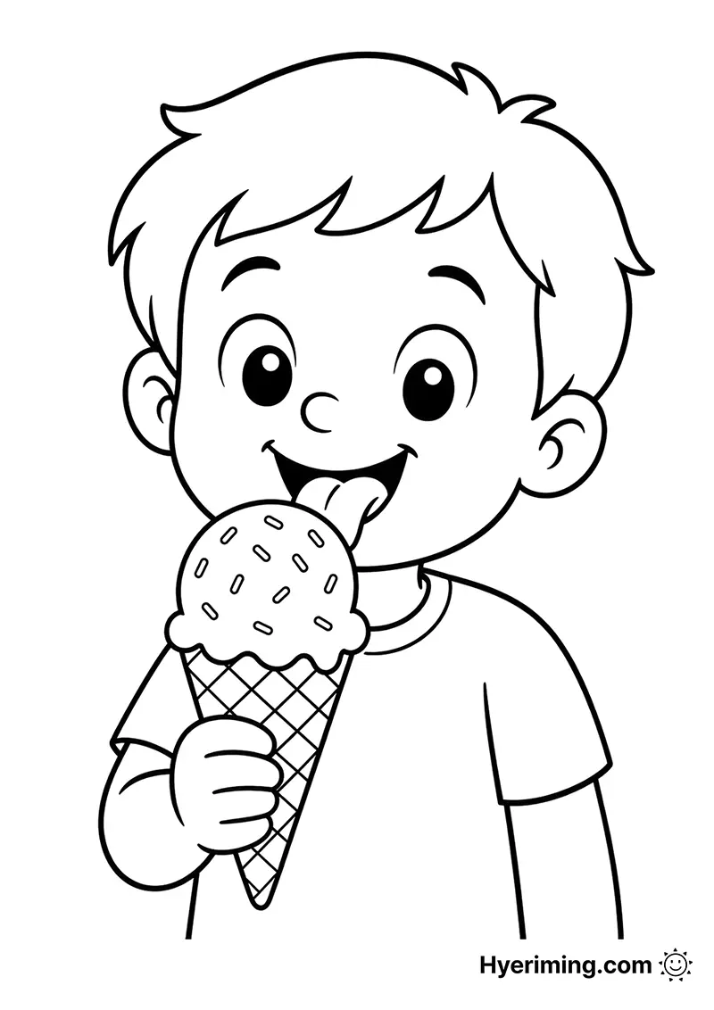 Ice cream coloring page free printable for kids