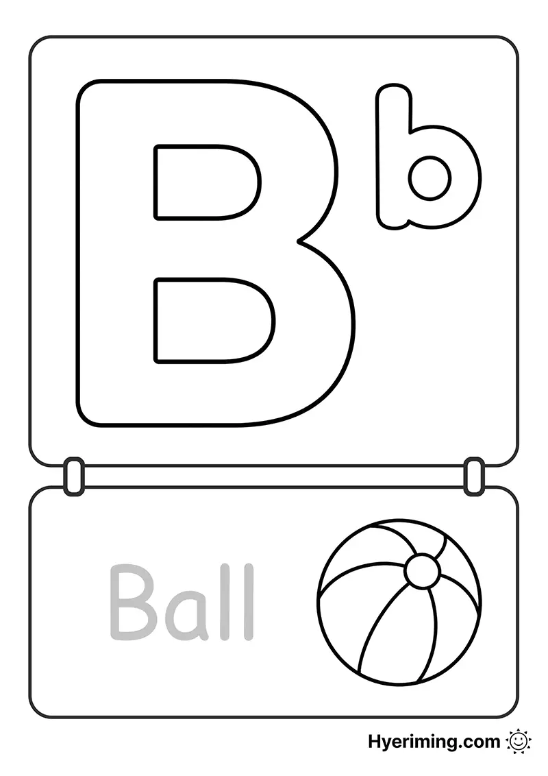 Letter B coloring page free printable for kids