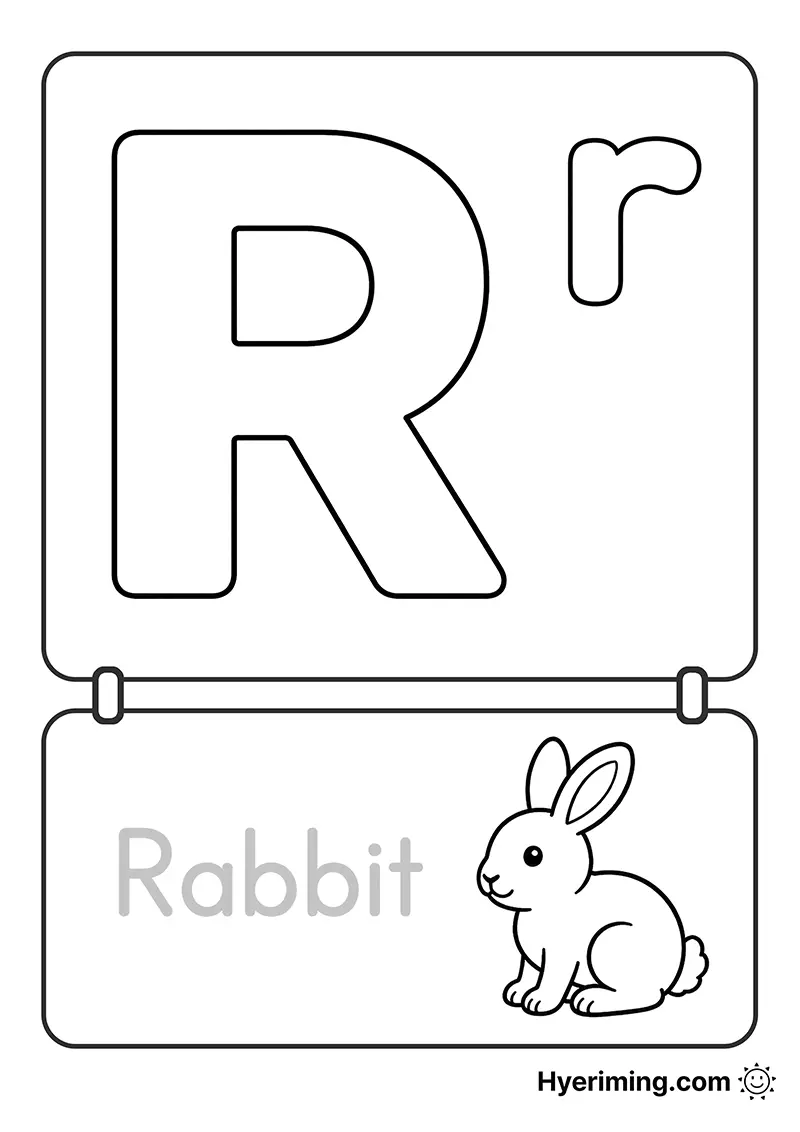 Printable letter R coloring page for kids