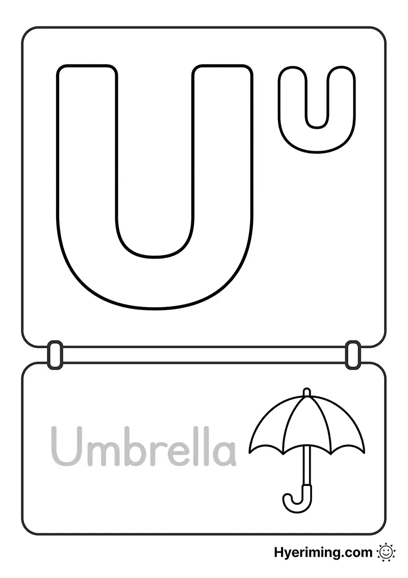 Letter U coloring page free printable for kids