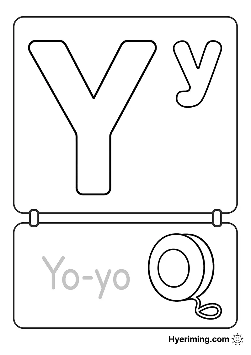 Letter Y coloring page free printable for kids