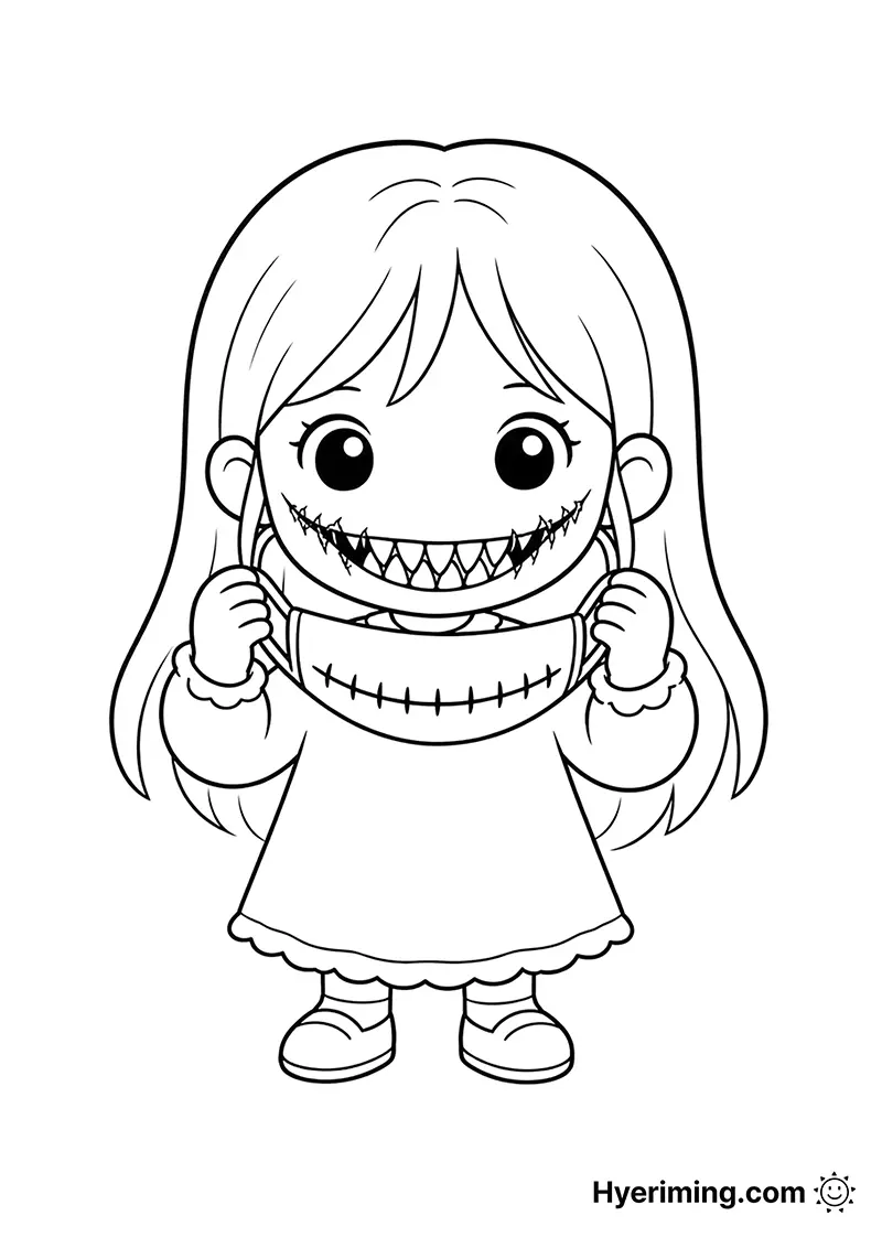 Free printable red mask ghost coloring page