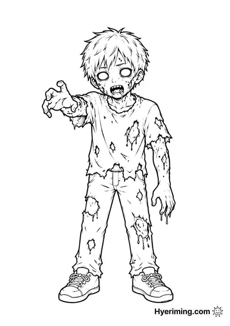 Zombie coloring page free printable
