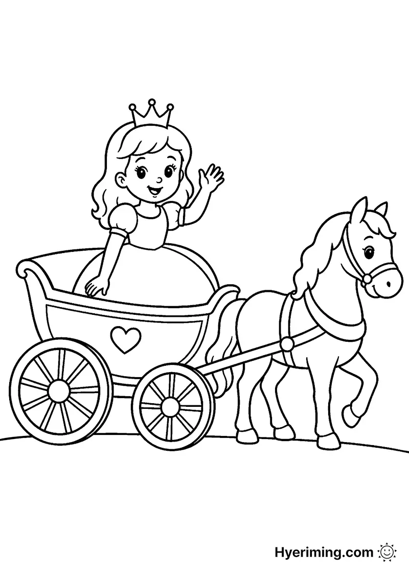 Free printable princess carriage coloring sheet