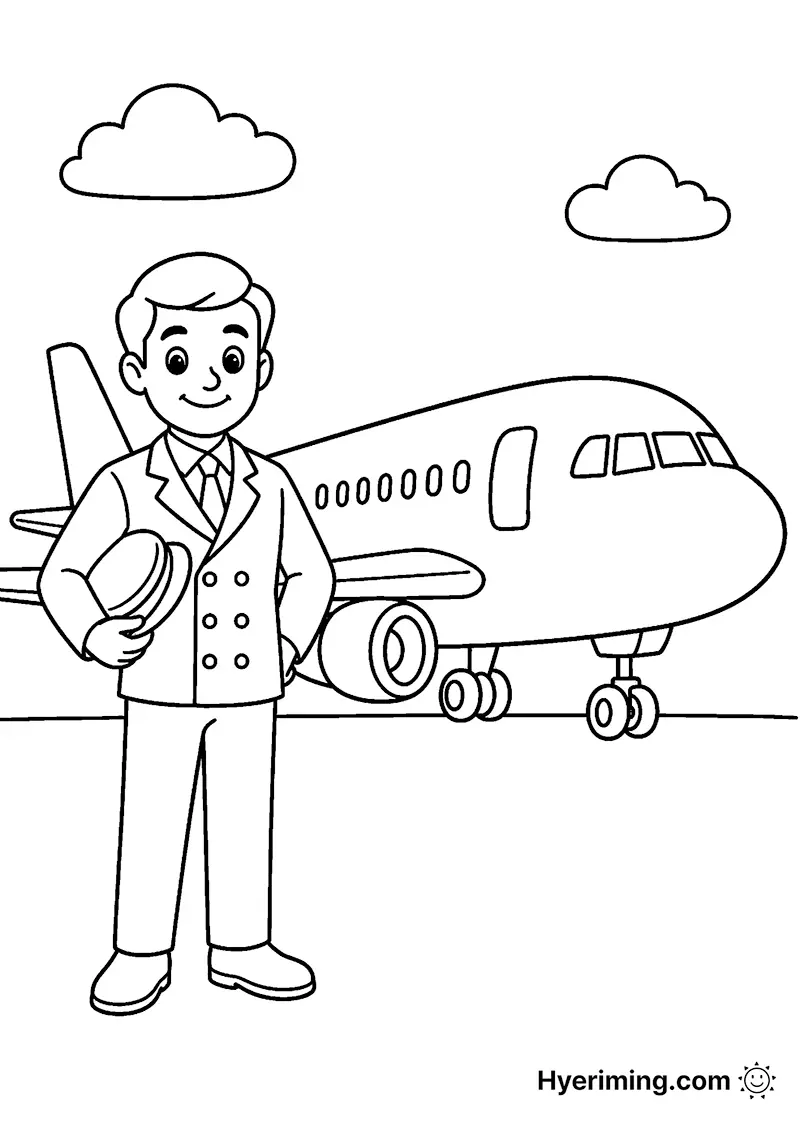 Free printable pilot airplane coloring sheet