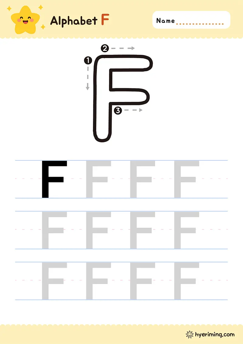 Printable uppercase F alphabet worksheet