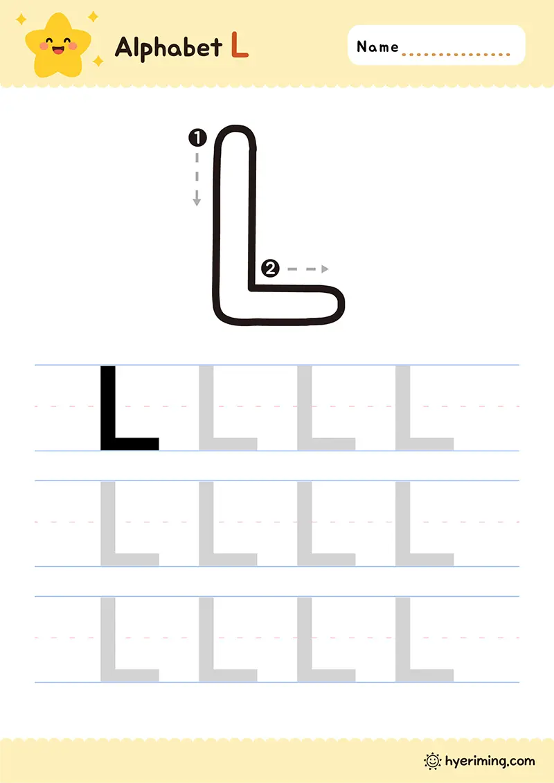Printable uppercase L tracing worksheet