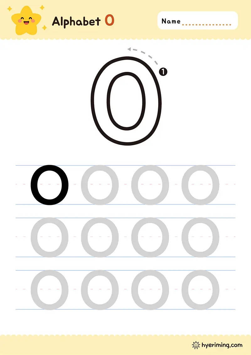 Free printable letter O writing worksheet