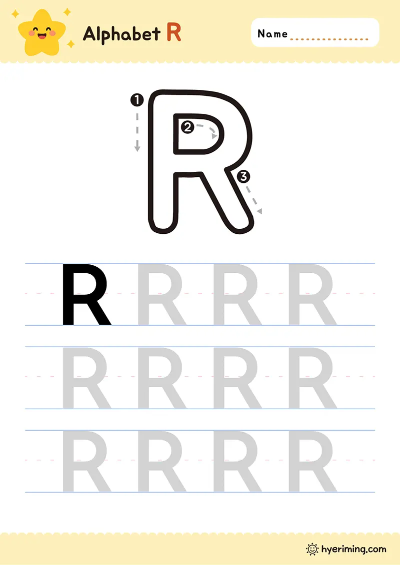 Free printable uppercase R tracing sheet