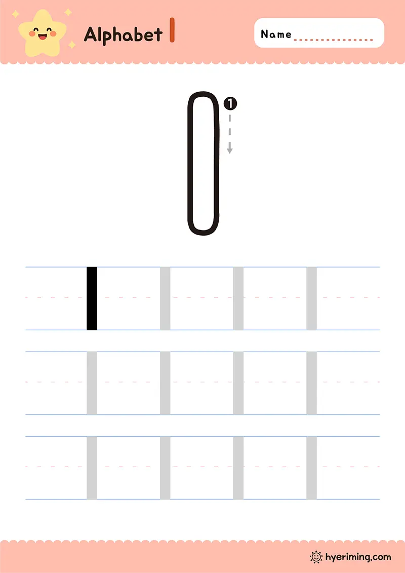 Printable lowercase l handwriting worksheet