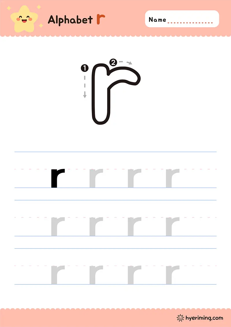 Printable lowercase r handwriting worksheet