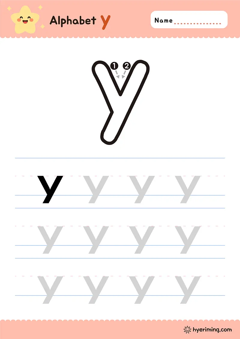 Free printable lowercase y tracing worksheet