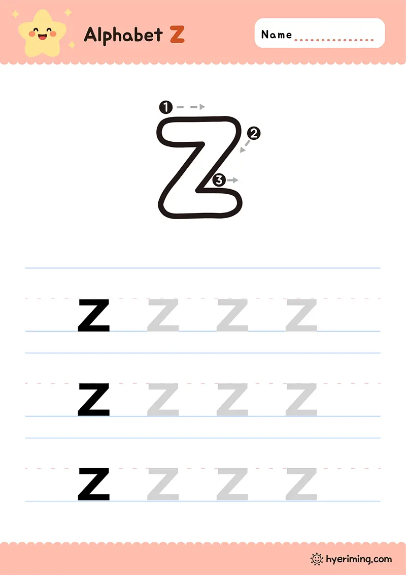무료 소문자 학습지 ✏️ 알파벳 z 따라쓰기