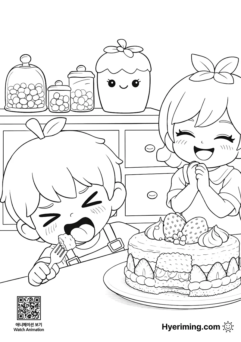 Free Coloring Page ๐ Funny Cake Animation Coloring