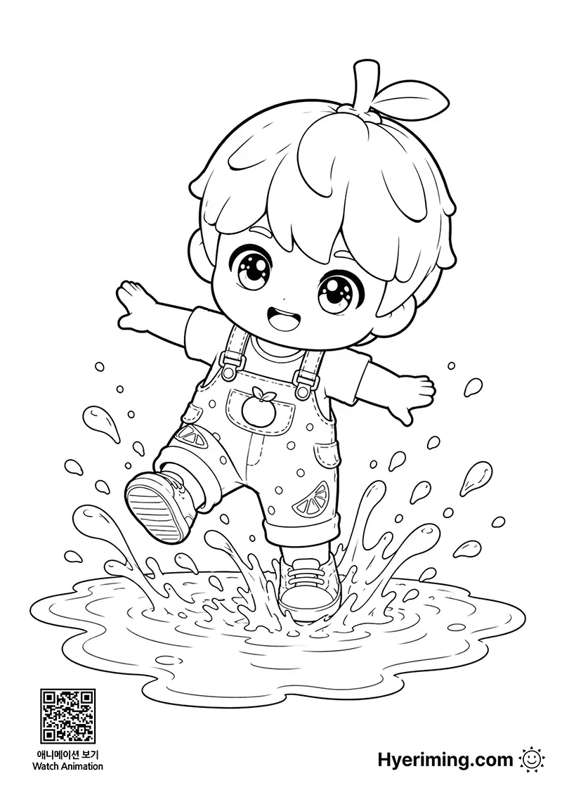 Free printable puddle jumping coloring page