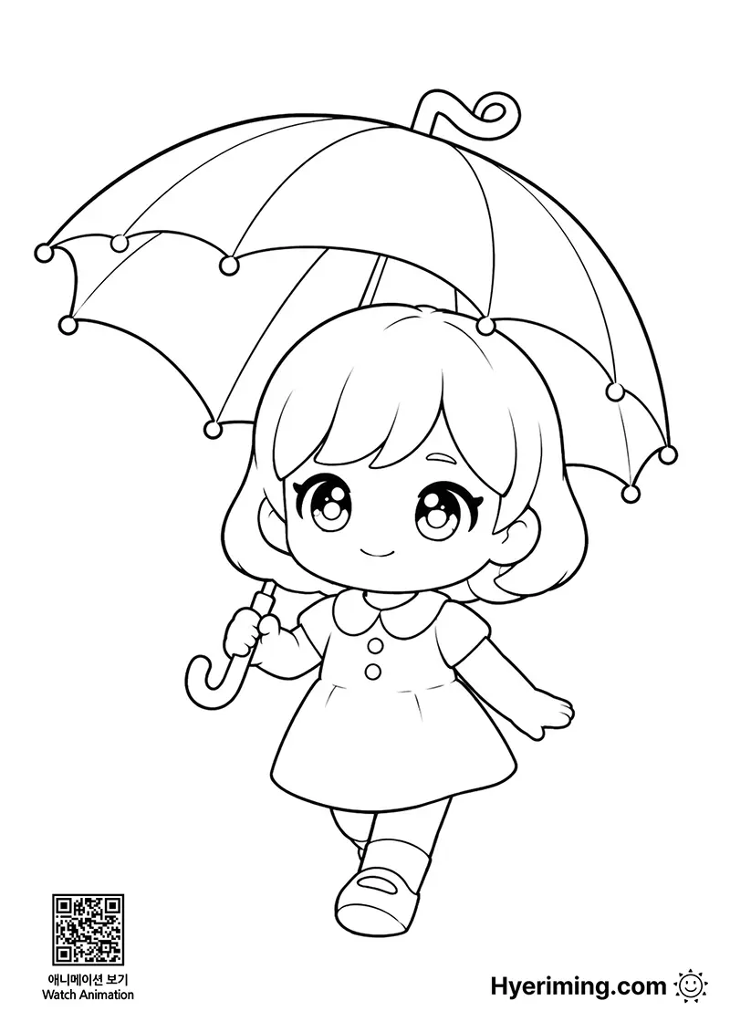 Free printable rainy day umbrella coloring page