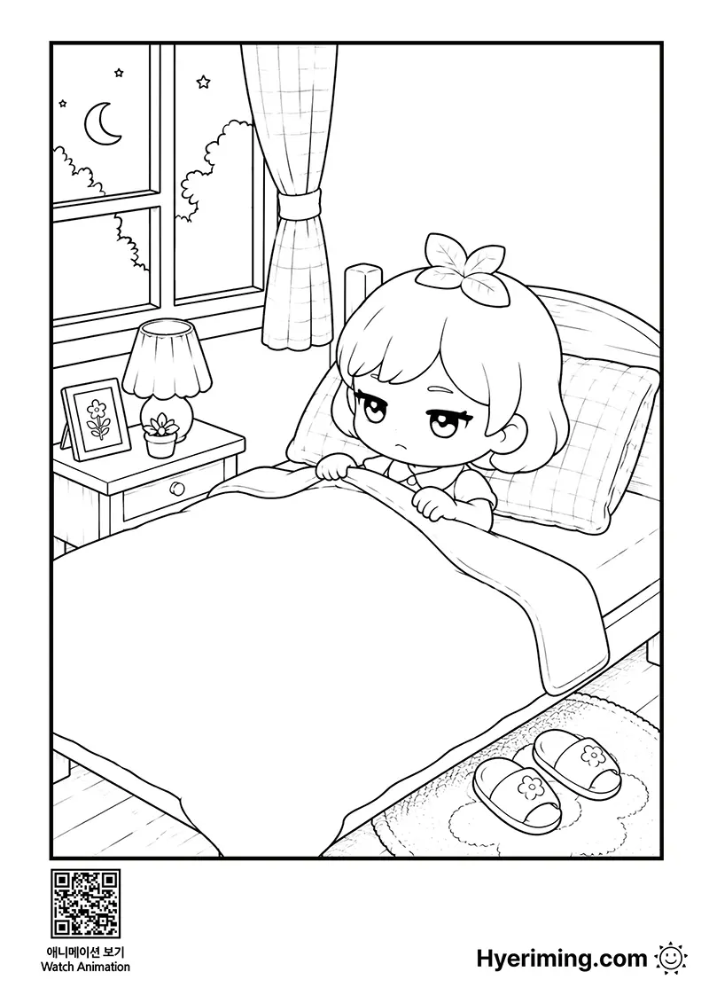 Bedtime coloring page for kids