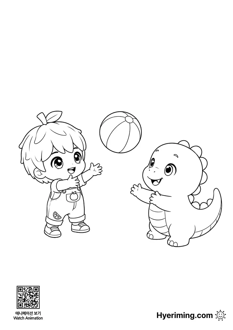 Free printable dinosaur ball game coloring page