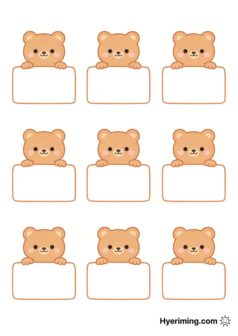 Bear Holding Sign Name Tag