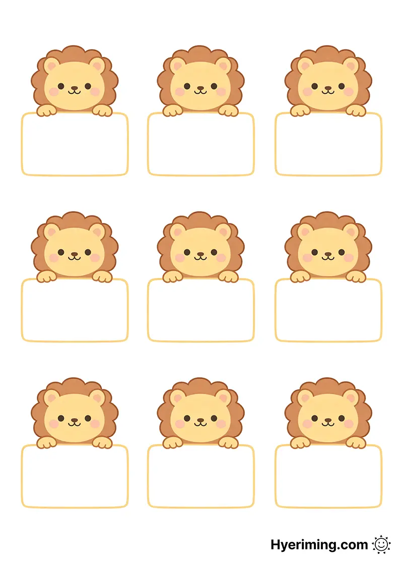 Lion Holding Sign Name Tag