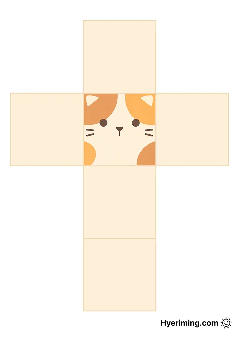 사각 고양이 종이 스퀴시 도안