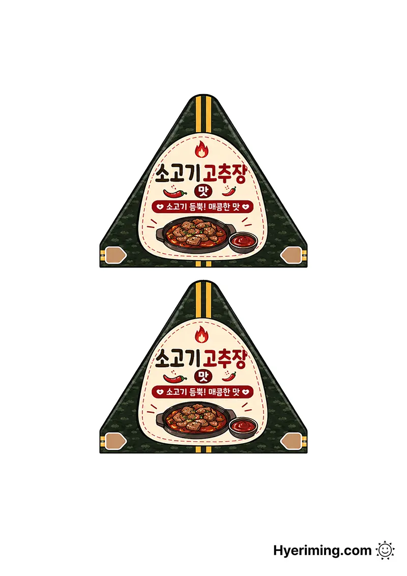 무료 종이스퀴시 도안 🌶️ 소고기 고추장 삼각김밥 만들기 프린트 놀이