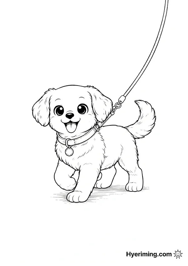 산책하는 강아지 색칠하기