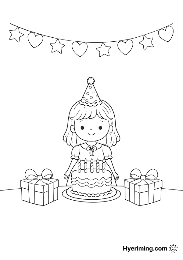 Girl Birthday Party Coloring