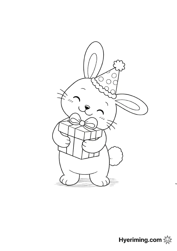 Rabbit Holding Gift Coloring
