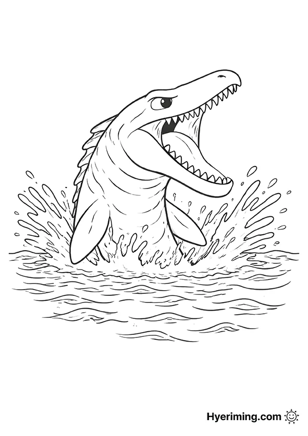Mosasaurus Above Water Coloring