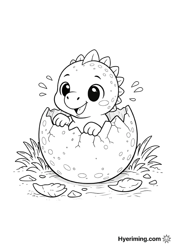Baby Dinosaur Hatching Coloring