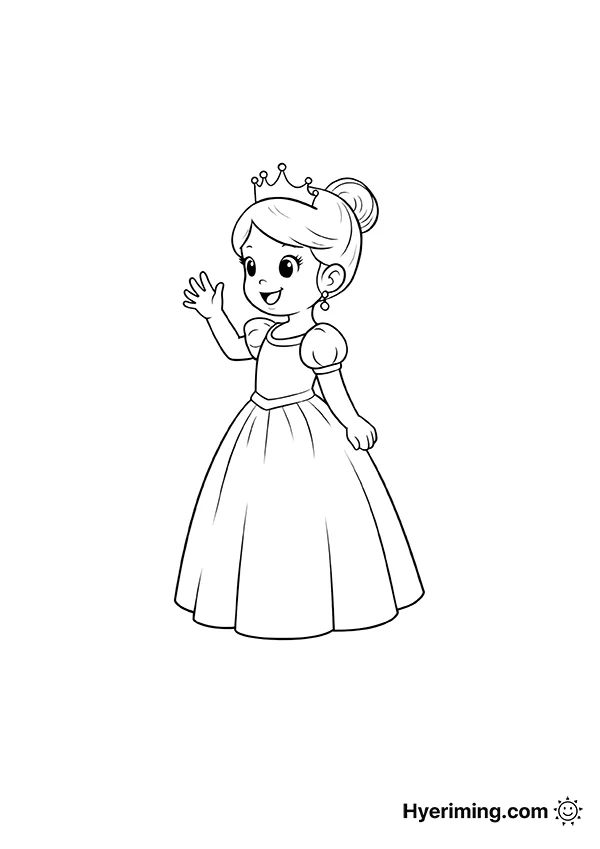 머리 묶은 공주님 색칠하기 도안