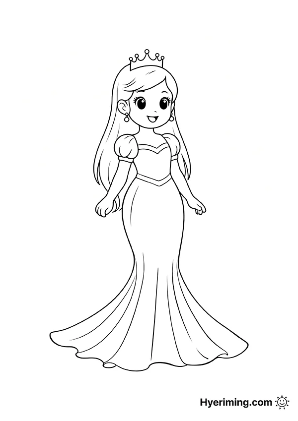 머메이드 드레스 공주 색칠공부