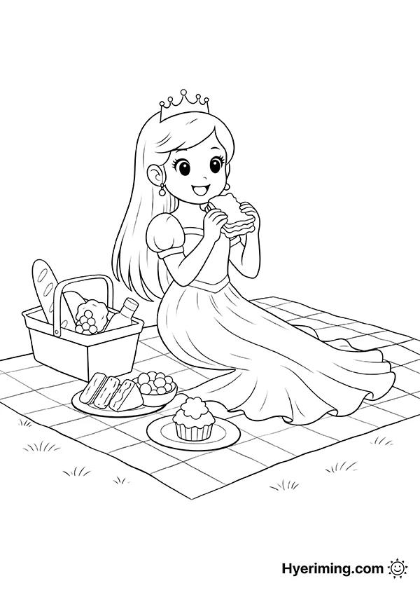 피크닉 즐기는 공주님 색칠공부 도안