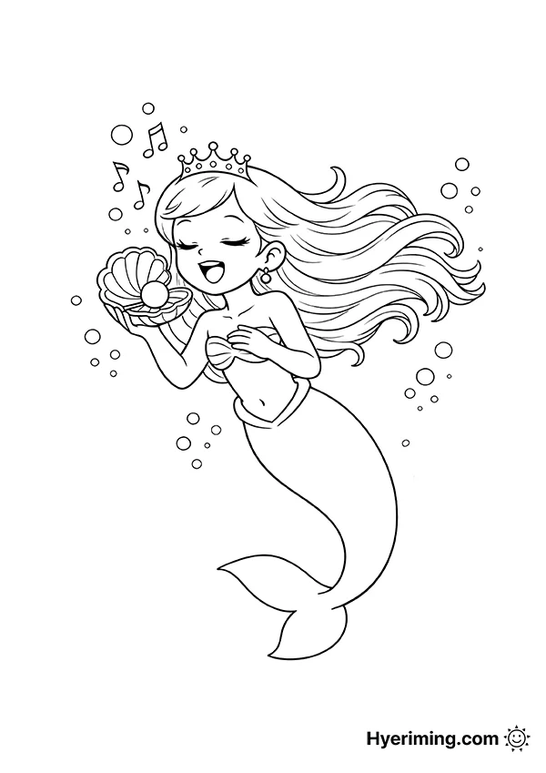 Singing Mermaid with Shell Coloring