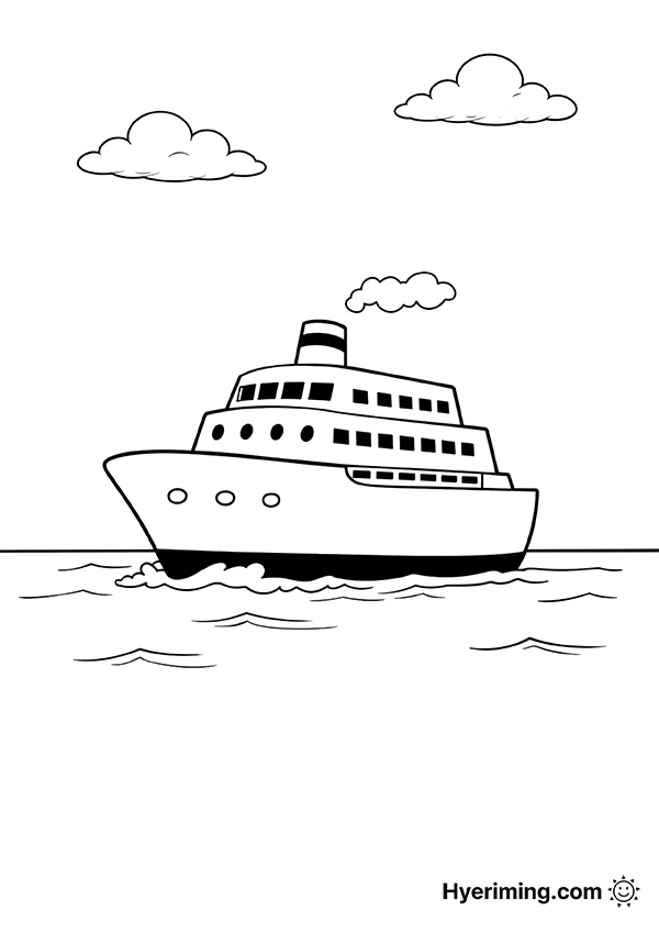 바다 위 유람선 색칠공부 도안