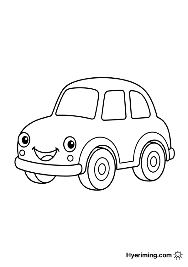 Cute Car Character Coloring Page