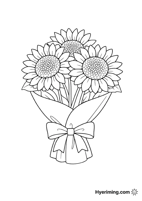 해바라기 꽃다발 색칠공부 도안