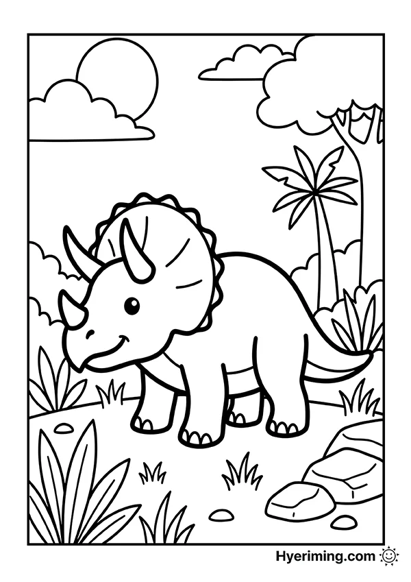 Triceratops Nature Coloring Page