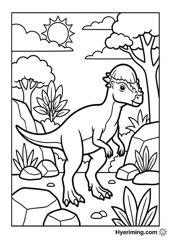 Pachycephalosaurus Coloring Page