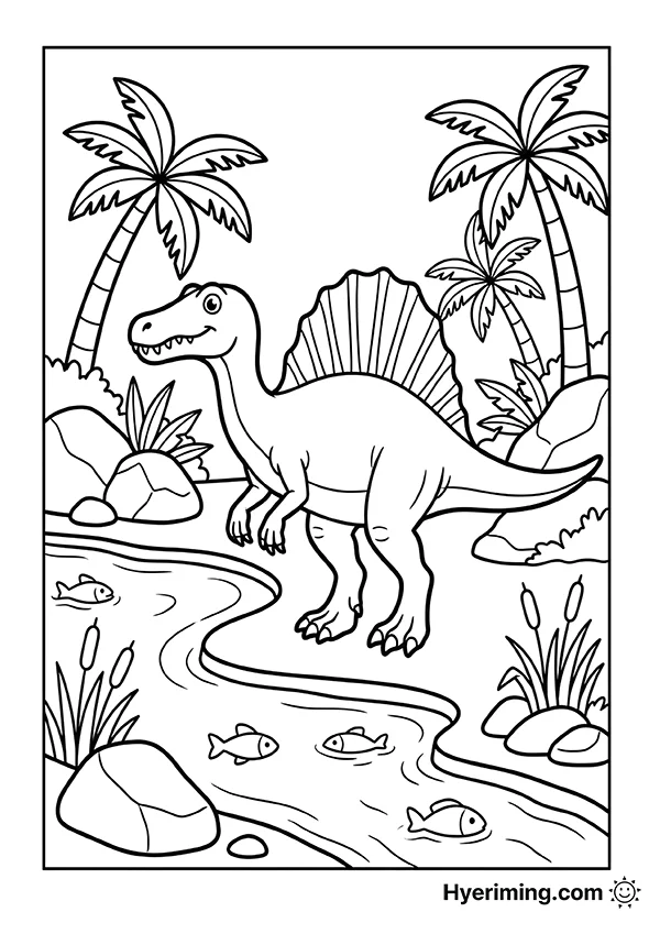 Spinosaurus River Coloring Page